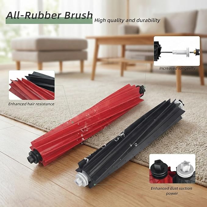 Replacement Parts Compatible with Roborock Q8 Max, Q8 Max+, Q5 Pro, Q5 Pro+ Vacuum, 1 Set DuoRoller Rubber Brushes, 4 HEPA Filters, 4 Mop Pads, 4 Side Brushes, 1 Cleaning Tool Accessories