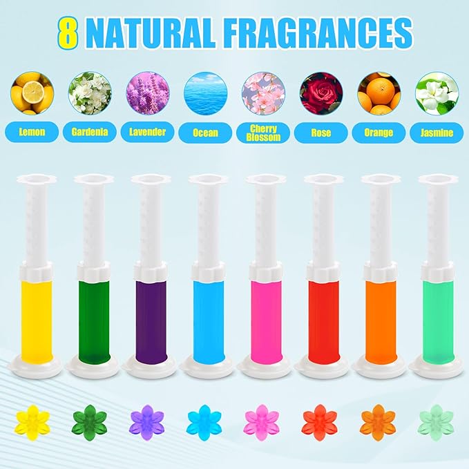 16 Pack Toilet Gel Stamp, 192 Stamps 6 Kinds Of Scent Toilet Bowl Cleaner Gel, Long-Lasting Flowers Shaped Bathroom Freshener, Keeps Toilet Fresh Fragrant and Clean