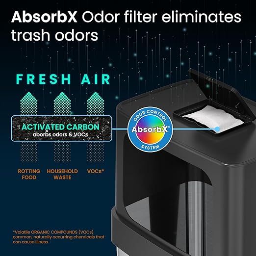iTouchless 24 Gallon Dual-Side Opening Trash Can with Odor Filter & Locking Wheels – Stainless Steel Commercial Garbage Bin for Restaurants, Kitchens, Offices, Lobbies & More
