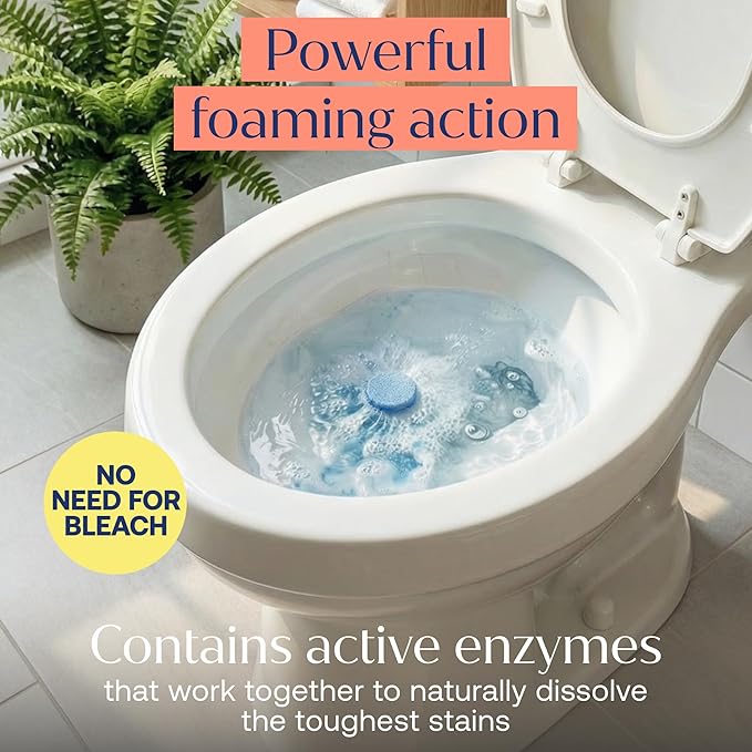 Fab Tab Toilet Bowl Cleaner Tablets, Powerful Stain Removal, No Harsh Chemicals, Plastic-Free, Removes Rust & Stains, Safe for Regular and Septic Tank Toilets, Lemon & Eucalyptus Scent