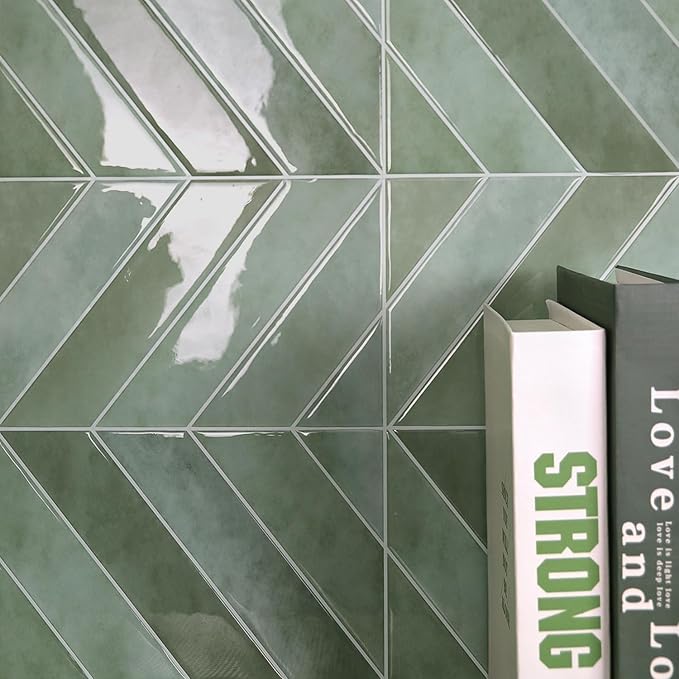 Peel and Stick Backsplash for Kitchen,New Upgrade Herringbone Premium Kitchen Backsplash,Stick on Subway Tile Peel and Stick Backsplash,Green 10-Sheet.