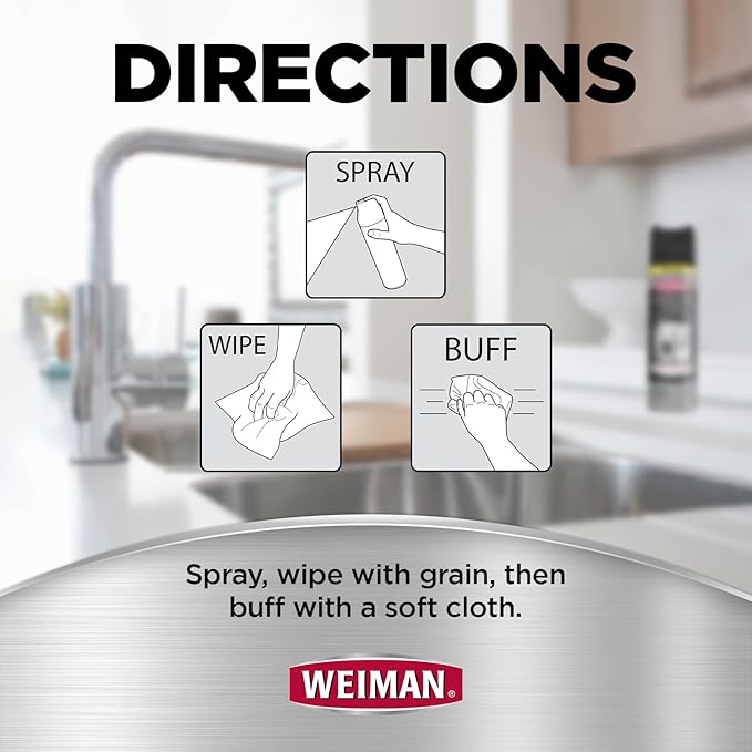 Weiman Stainless Steel Cleaner and Polish - 17 Ounce (2 Pack) Protects Appliances from Fingerprints and Leaves a Streak-less Shine for Refrigerator Dishwasher Oven Grill - 34 Ounce Total