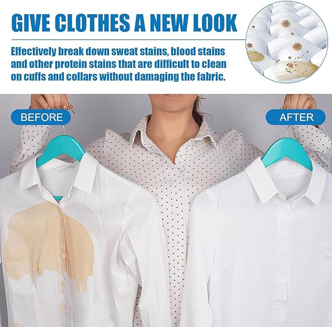 Clothing Emulsifier Stain Remover Spray, Powerful Laundry Spot Cleaner with Anti-Static Guard, Non-Ionic Active Enzyme Formula for Clothes, Sweat & Grass Dirt Removal (3pcs)