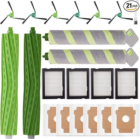 21 Pcs Replacement Parts for iRobot Roomba Max 705 Combo / 706 Combo Robot Vacuum, Accessories Kit include 2 Main Brushes, 6 Dust Bags, 4 Filters, 2 Roller Mops, 6 Side Brushes, 1 Cleaning Tool