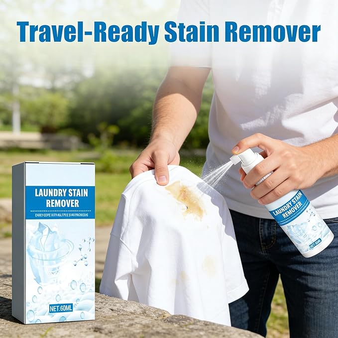Clothing Emulsifier Stain Remover Spray, Powerful Laundry Spot Cleaner with Anti-Static Guard, Non-Ionic Active Enzyme Formula for Clothes, Sweat & Grass Dirt Removal (1pcs)