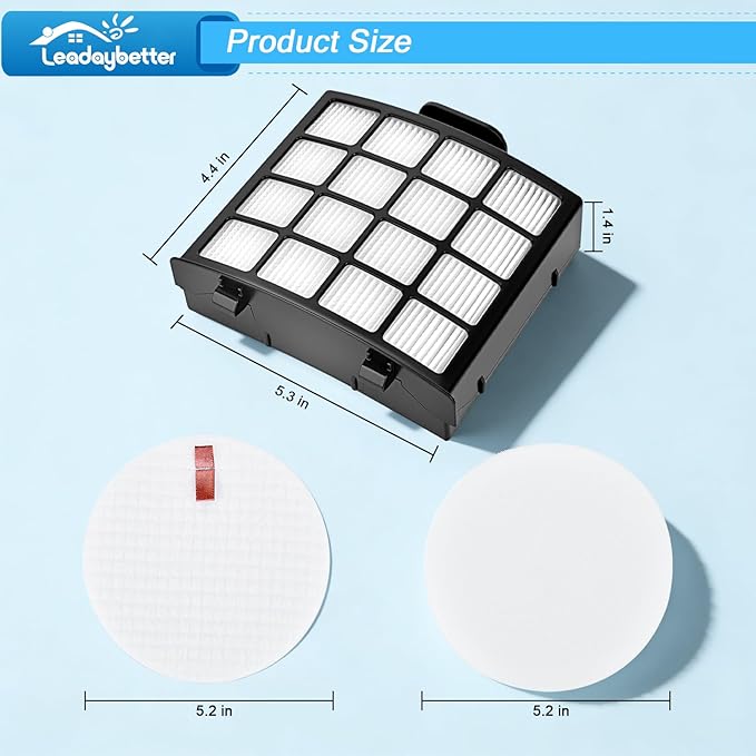 Leadaybetter AZ2002 Vacuum Filter Replacement for Shark Vertex DuoClean PowerFin Upright Vacuum AZ2000 AZ2000W AZ2002, 2 HEPA, 4 Foam and 4 Felt Filters, Replace Part XHFAZ2000, XFFKAZ2000