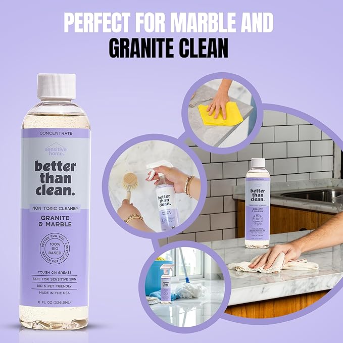3-Pack Concentrates - Fragrance Free Cleaning Products - Plant-Based Cleaners for Bath, Shower, Stone & All Purpose - Non-Toxic, No Residue, Safe for Sensitive Skin & Surfaces