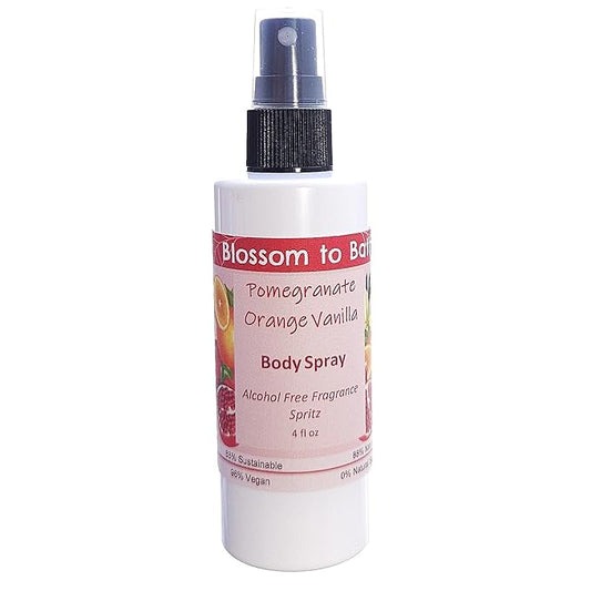 Blossom to Bath Pomegranate Orange Vanilla Body Spray (4 Ounce) - Natural Fragrance - Energizes Skin with a Juicy And Cheerful Scent