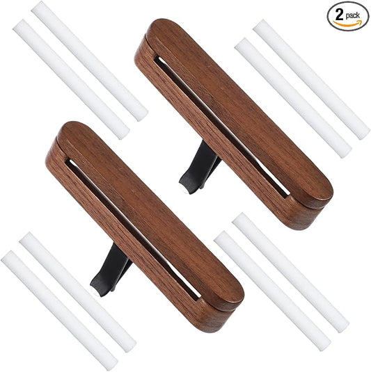 2Pcs Wood Car Air Freshener Perfume Vent Clip Car Perfume Diffuser with 8 Essential Oil Sticks Interior Car Vent Diffuser Clips For Cars Office Kitchen Bathroom Accessories