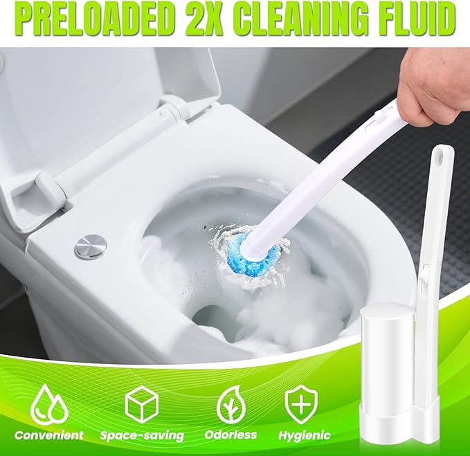 KOKL Disposable Toilet Bowl Wand Refills, Toilet Brushes and Holder, Disposable Toilet Brush Heads for Bathroom Cleaning, 48 Count
