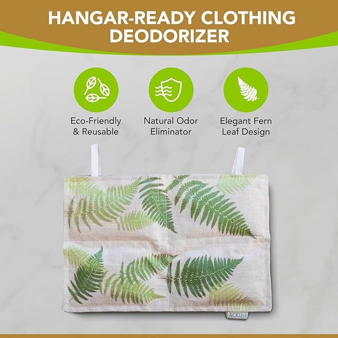 Hanging Bamboo Charcoal Natural Odor Absorber for Clothing, Closets, Wetsuits, Gym Bags & More – Fragrance-Free, Chemical Free, Reusable, Long-Lasting (1-Pack)