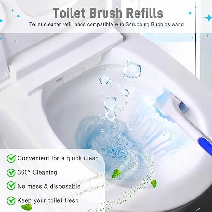Toilet Cleaner Refill Pads Ocean Scent Enhanced Odor Control 72 Count Scrubber Refill Clean Stains Disposable Toilet Brush Refill for Toilet and Bathroom