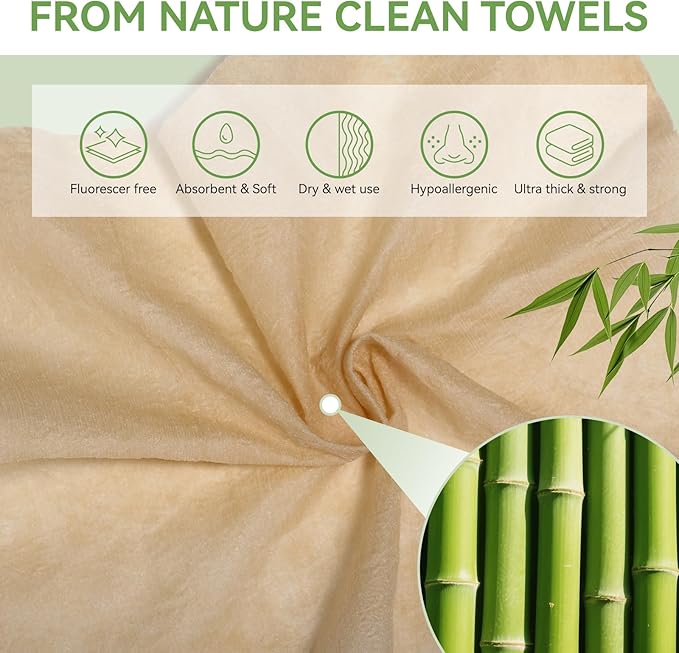 LEKOCH 100 Pcs Compressed Towel Tablets - Biodegradable Disposable Bamboo Towels for Camping, Travel, Gym | Eco-Friendly Toilet Paper Alternative & Body Wipes