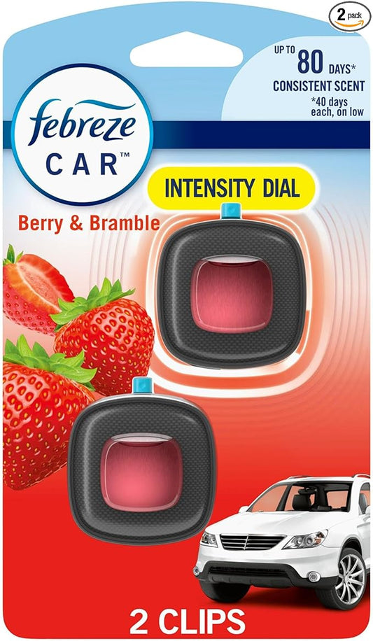 Febreze Car Air Freshener Vent Clip Berry & Bramble Scent, .06 oz. Car Vent Clip, 2 Count