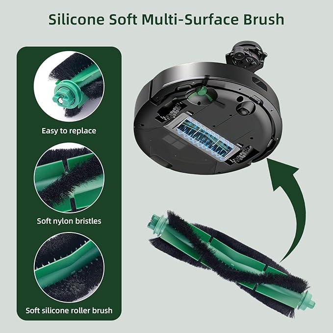 19 Pack Replacement Parts for iRobot Roomba Robot Vacuum 105 Vac /105 combo /104 combo /Y0110 /Y0140 /Q0120 /Q011 /Q052, 2 Roller Brush, 8 Filters, 8 Side Brushes, 1 Cleaning Brush