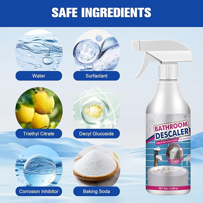 2Pcs Bathroom Descaler Cleaner Spray, Bathroom Foam Cleaner Spray, Multipurpose Bath-room Bubble Stubborn Stains Cleaner Foam Spray for Bath-room Toilet Bath Shower Glass Sink Clean