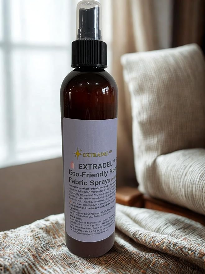 EXTRADEL™ Premium Eco-Friendly Room & Fabric Freshener, Plant-Based, Essential Oil Scent, Biodegradable (Lavender & Cedarwood Blend) 8 fl oz