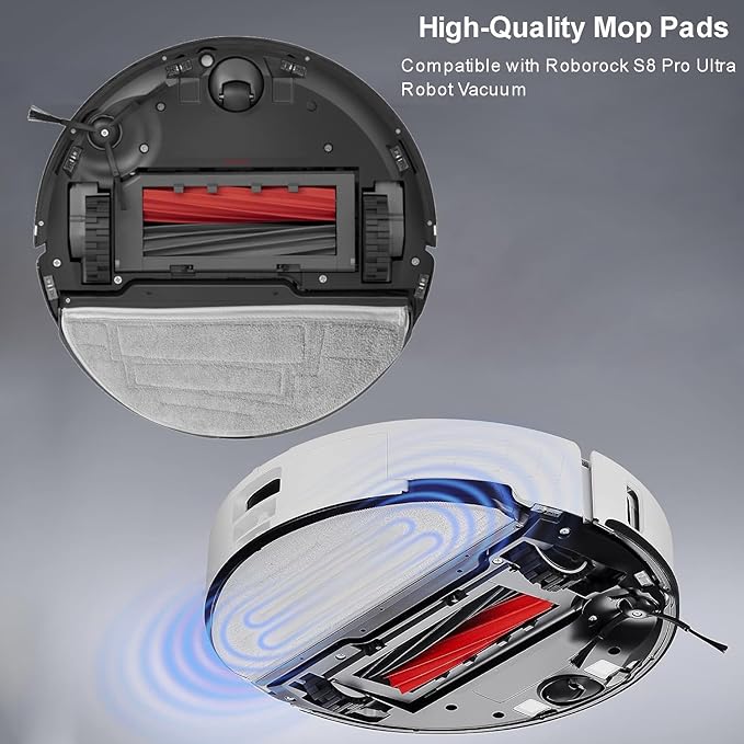 6 Pack Mop Pads Compatible with Roborock S8 Pro Ultra Robot Vacuum, Reusable Microfiber Mopping Pad Replacement Accessories