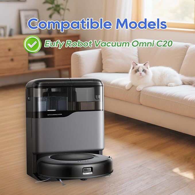 Omni C20 Replacement Parts for Eufy Omni C20 Robot Vacuum, Includes 1 Main Brush, 2 Side Brushes, 2 Filters, 2 Mop Pads, 2 Dust Bags (9 Pack)