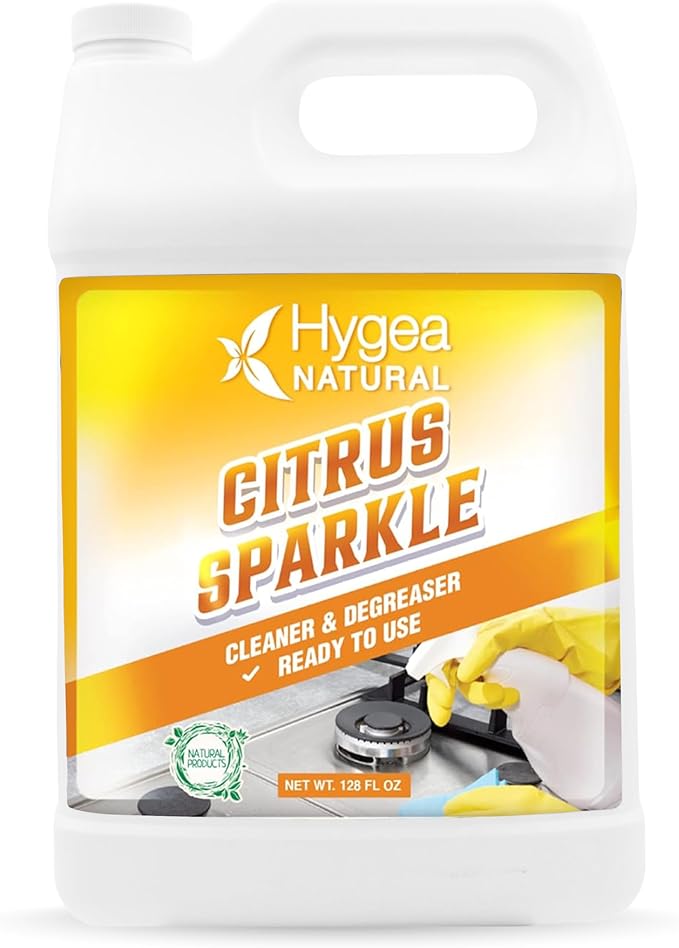 Hygea Natural Citrus Sparkle Chemical-Free Heavy Duty Degreaser & All Purpose Cleaner - Pure Citrus Extracts & Natural D-limonene - Removes Grease, Dirt & Grime (128oz Gallon)