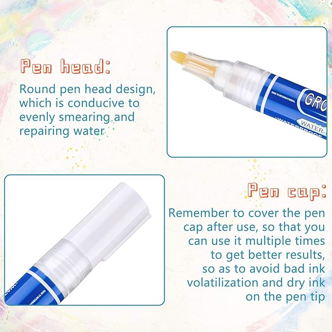 Zonon Grout Wall Pen Tile Paint Markers Grout Repair Sealer Pen for Bathrooms Kitchen Porch Patio Repair Refresh(4,White)