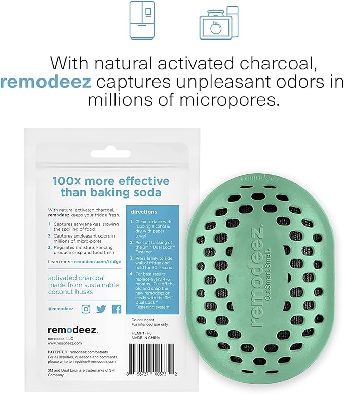 remodeez Refrigerator Deodorizer and Odor Eliminator, Activated Charcoal Bags, Charcoal Air Purifiers, Odor & Moisture Absorber