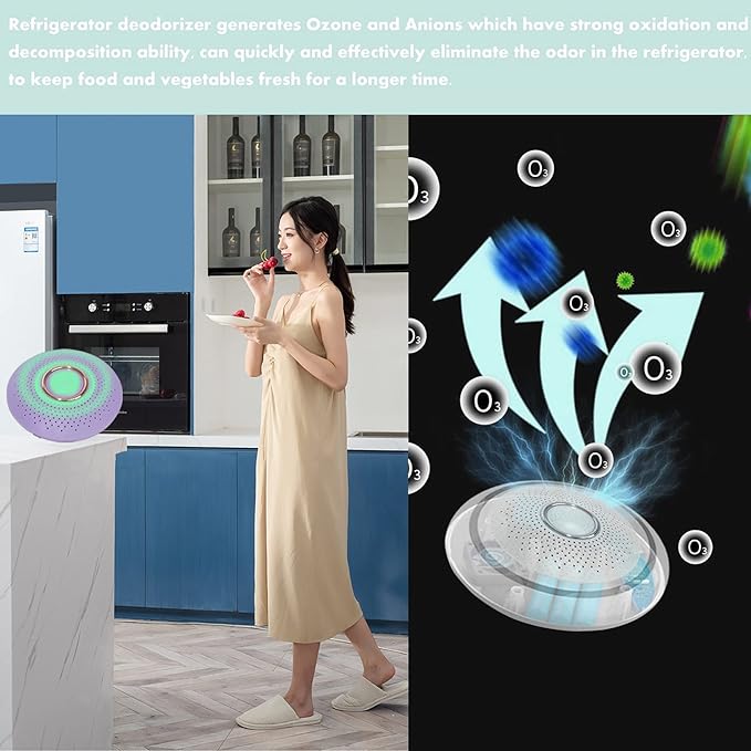Refrigerator Deodorizer,Portable USB Rechargeable Refrigerator deodorizer, Outperforms Than Baking Soda and Charcoal Bags,Fridge and Freezer Odor Absorber to Keep Food Fresh Longer(Lilac)