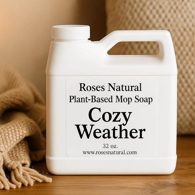 Plant-Based Floor Cleaner Mop Soap – 32 oz | Streak-Free, Highly Scented, Concentrated Mop Solution for Tile, Vinyl, Hardwood & Sealed Floors | Non-Toxic, Eco-Friendly (Cozy Weather)
