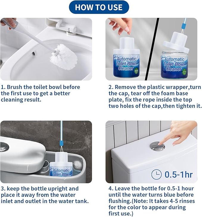 Toilet Bowl Cleaners, 3 Pack Toilet Cleaner, Automatic Long Lasting Continuous Toilet Bowl Cleaner, Prevent Stain Build Up Deep Clean, Each Pack for About 3 Months' Supply, Blue