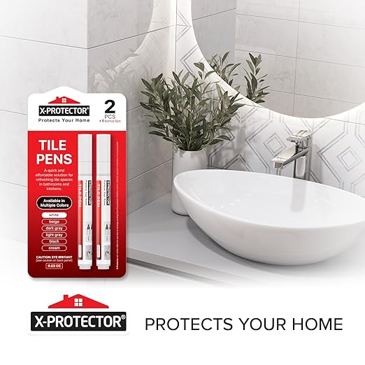X-Protector Water Based Grout Marker - 2 PCS with 8 Tips, White