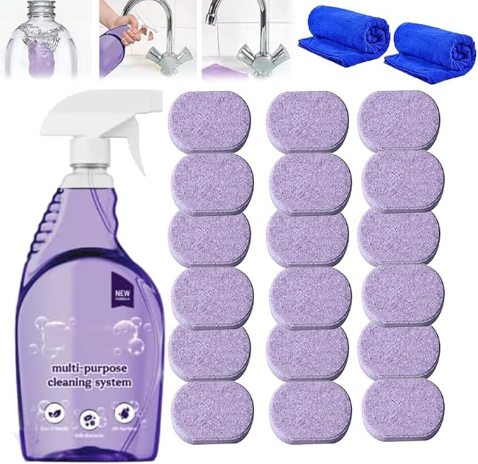 Clean All Purpose Spray Cleaner for Ovens - Multipurpose Foam Cleaning System - The Solution for Every Stain, Spray Oven Cleaner with Concentrated Cleaning Tablets (1Bottle+18pcs Tablets)