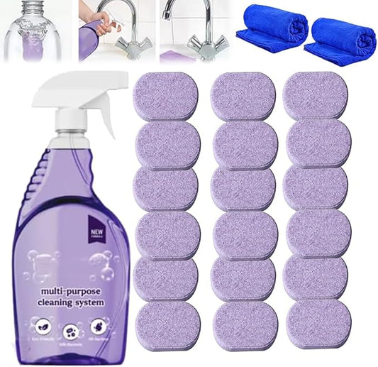 Clean Spray Cleaner for Ovens - Multipurpose Foam Cleaning System - The Solution for Every Stain, All-Purpose Cleaning Spray with Concentrated Cleaning Tablets (1Bottle+24PCS Tablets)