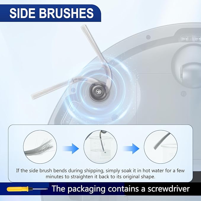 34 Pack Q7 M5+ Replacement Accessories Compatible with Roborock Q7 M5 / Q7 L5 / Q7 L5+ Robot Vacuum, 2 Mainbrushes, 6 Scent Tablets, 6 HEPA Filters, 6 Dust Bags, 6 Mop Pads, 6 Side Brushes