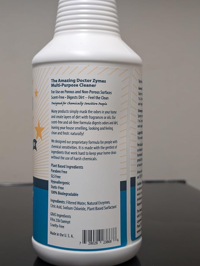 Multi-Purpose Cleaner – All Purpose Enzyme Based Cleaner & Natural Disinfectant Spray – Non-Toxic, Chemical-Free, Scent Free, Child & Pet Safe House Cleaner For People With Chemical Sensitivities