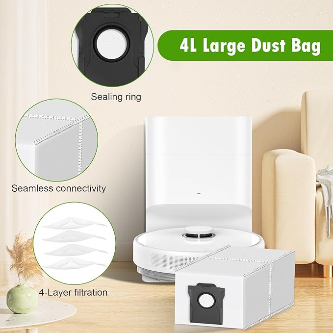 20 Pack Replacement Accessories for Dreame D10 Plus Gen 2 Robot Vacuum, 1 Main Brush 4 Filter 6 Dust Bag 4 Mop Pads 4 Side Brush 1 Cleaning Brush