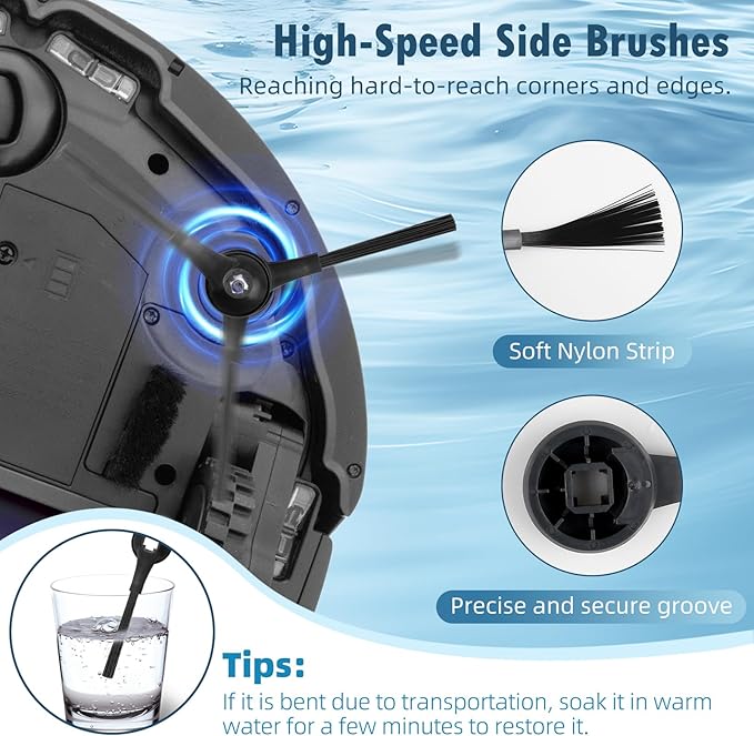 18 Pack Accessories for Shark AV2800ZE / RV2820YE / RV2820ZE Robot Vacuum & Mop Combo, 1 Brushroll, 3 Mop Pads, 3 HEPA Filters, 1 Pre-Filter, 6 Side Brushes, 1 Post-Motor Filters, 2 Pre-Motor Filters