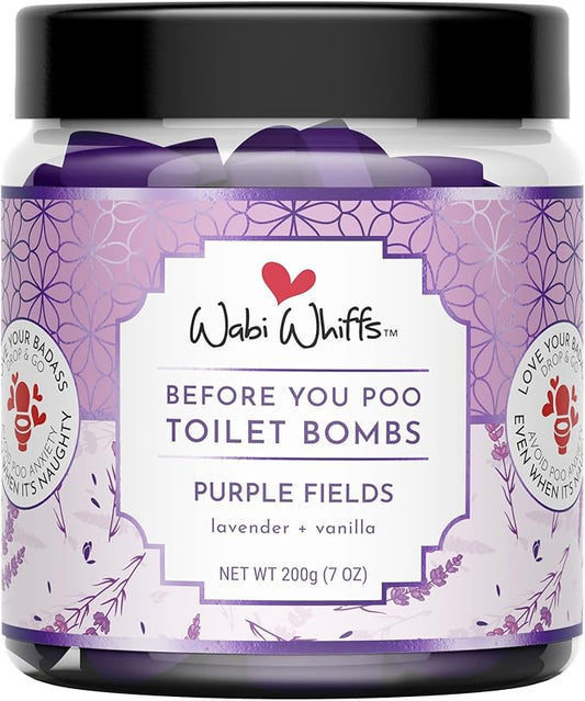 Fizzing Toilet Bombs ??Purple Fields | Natural Bathroom Deodorizer | Odor Eliminator Tablets For Freshness & Cleanliness | Eco-Friendly Septic Safe Tablets | 60 Count |