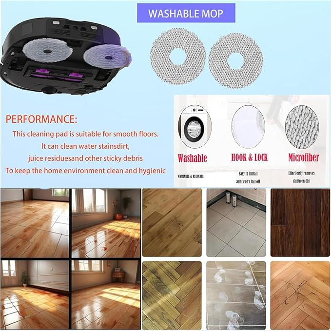 Dust Bags and Mop Pads Replacement For Eureka j15 Evo ultra / J15 Pro Ultra Self-Empty Station Vacuum Cleaner, Spare Parts Accessories