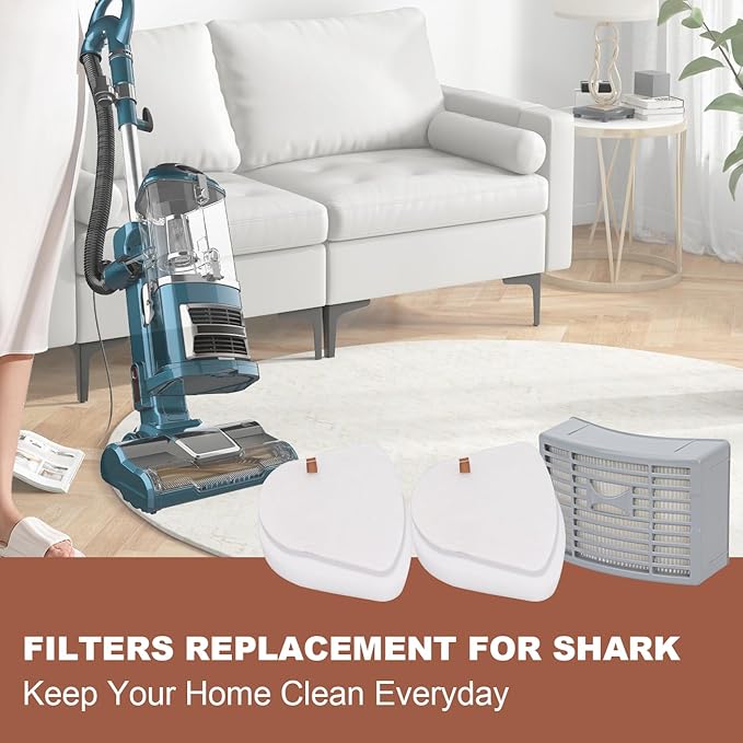 Vacuum Filters Replacement for Shark Powered Lift-Away DLX NV580 Series NV581, NV581Q, NV585, NV586, 2 HEPA Filter, 4 Foam & 4 Faux Felt Filters - Compare to Part # XFFT580 & XHEP580
