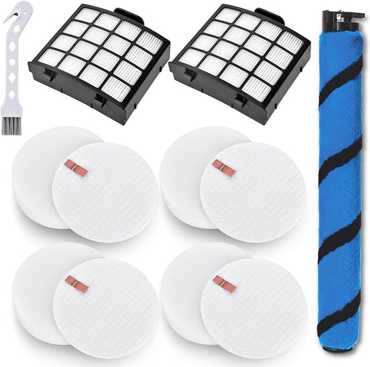 Leadaybetter Filter Replacement for Shark AZ2000 UV2500 AZ2002 AZ2000W AZ2001AMZ Vertex DuoClean PowerFin, Part XHFAZ2000 XFFKAZ2000#1483FC2000, 2 + 4 Filters, 1 Soft Brushroll