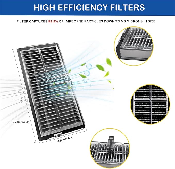 18Pcs Replacement Parts for Dreame X40 Ultra,L40 Ultra Vacuum Cleaner Accessories Kit, 1 Main Brush 4 Mop Pads 4 Hepa Filters 4 Vacuum Bags 4 Side Brushes, 1 Cleaning Brush