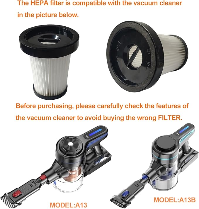 2 Pack A13 Hepa Filters Replacement Compatible with NADALY Cordless Vacuum, Washable and Durable Filters Works with NADALY Stick Vacuum.