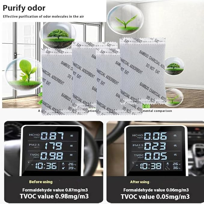 30Pack Natural Activated Charcoal Odor Absorber Air Purifying Bag for Home or Car Odor Eliminator; 10g/Pack Pet Areas or Car Air Freshener for Home,Car,Closet,Shoe,Basement,Pet