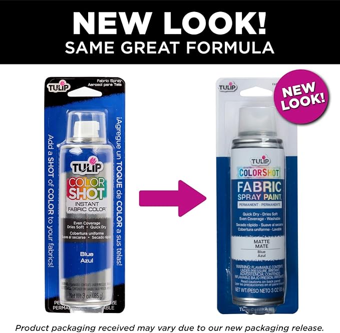 Tulip ColorShot Instant Fabric Spray Paint, Permanent Color Spray-On Fabric Paint, 3oz, Blue