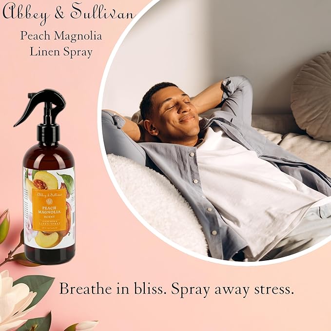 Abbey & Sullivan Odor Eliminating and Refreshing Linen and Room Spray, Peach Magnolia, 16 oz