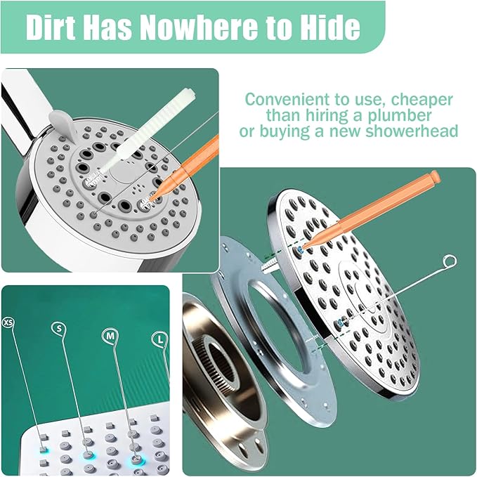 56Pcs Multisize Showerhead Cleaning Tool, Shower Head Cleaner Brush Picks Unclogging Tiny Nozzle Little Gaps, for Household Bathroom Colorful.