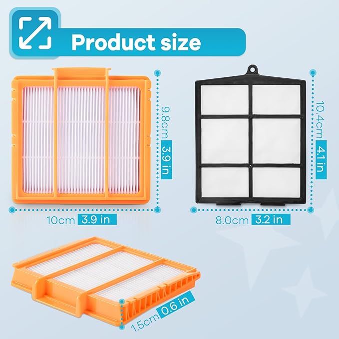 AV2501S Replacement Filters for Shark Robot Vacuum AV2501AE RV2502AE RV2520AOUS AV2510AOUS AV2511AE RV2610WA RV2610WD, 2 HEPA Filter and 2 Pre-Motor Filter