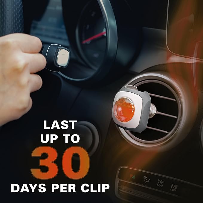 Air Jungles Eleu Pomelo Scent Car Air Freshener Clip, 6 Vent Clips, 4 ml Each, Long Lasting Air Freshener, Up to 180 Days Car Refresher Odor Eliminator