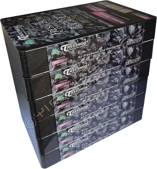 Treefrog Xtreme Fresh Box Charcoal White Peach Scent 6-Pack Car Air Freshener, Deodorizer and Neutralizer air, Plus Smelling Great, Black Bamboo Charcoal, Generously Large Size 200g.
