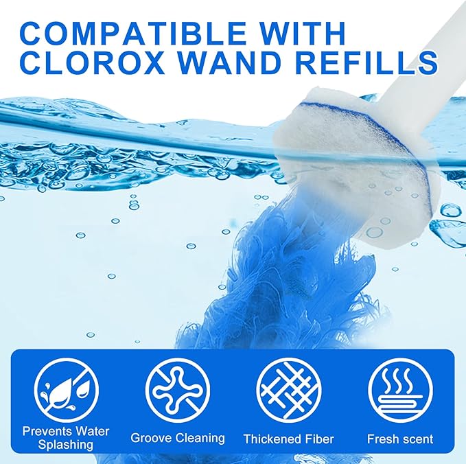 120 Count Toilet Wand Refills for Clorox, Disposable Head Compatible with Clorox ToiletWand Cleaning System, Upgrade Fiber Bowl Cleaner Brush for Closestool Cleaning.（not included brush rod）
